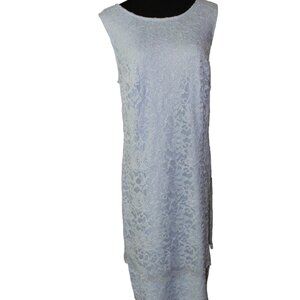 Alex Evenings Blue Lace Formal Floral Lace Knee Length Sheath, 14W New